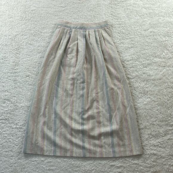 Vintage Star City linen feel a line cream striped midi skirt, size xs - s - Picture 1 of 6